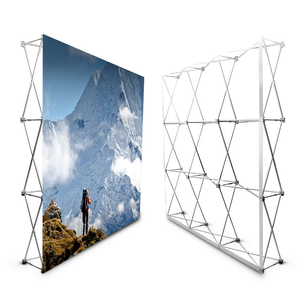 7.5ft 10ft pop up tension fabric display stand – straight collapsible banner wall for trade show booth exhibit backdrop (with carry bag)