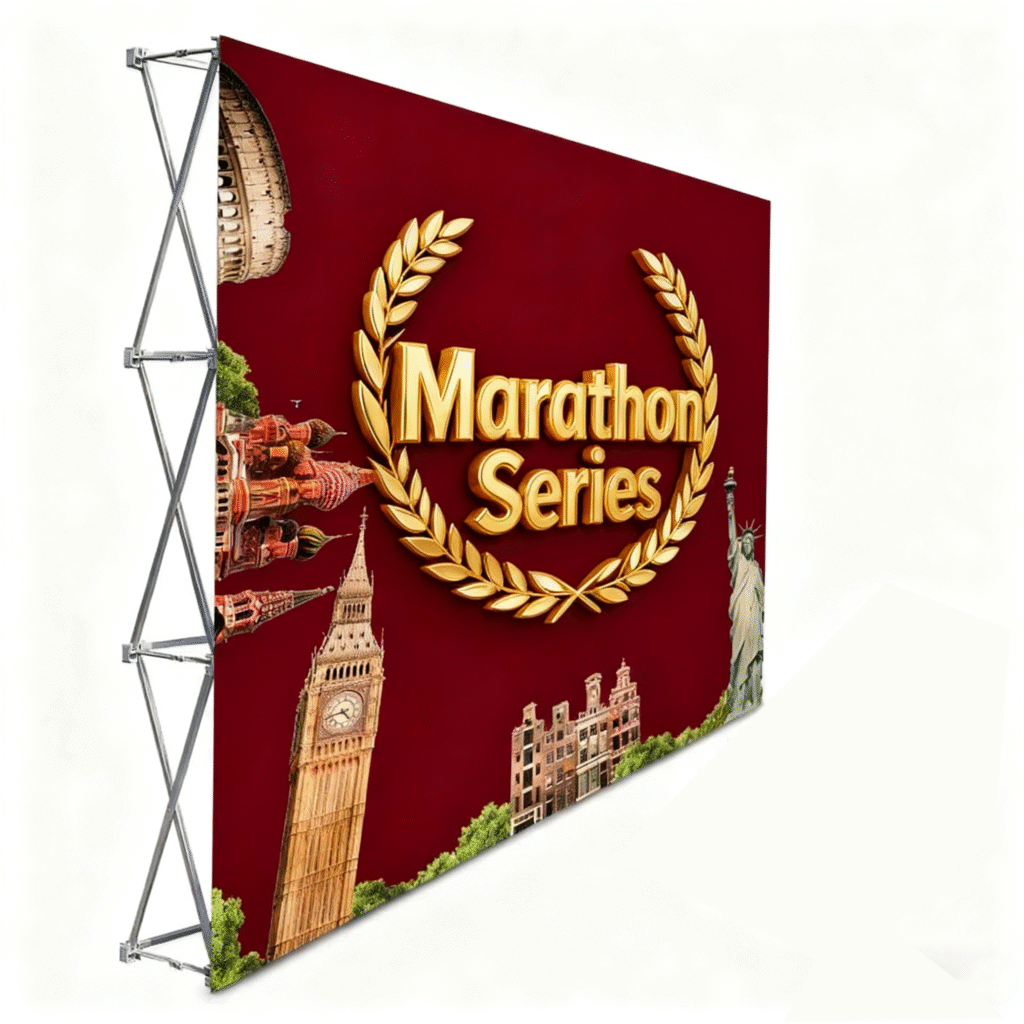 Factory Cheap Prices Foldable Portable Modern Aluminum Fitted Straight Backdrop Display Banner Stand with Custom Print