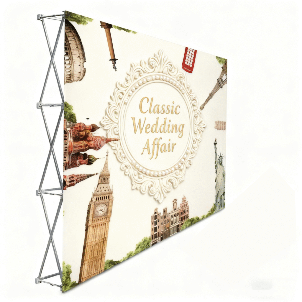 factory cheap prices foldable portable modern aluminum fitted straight backdrop display banner stand with custom print